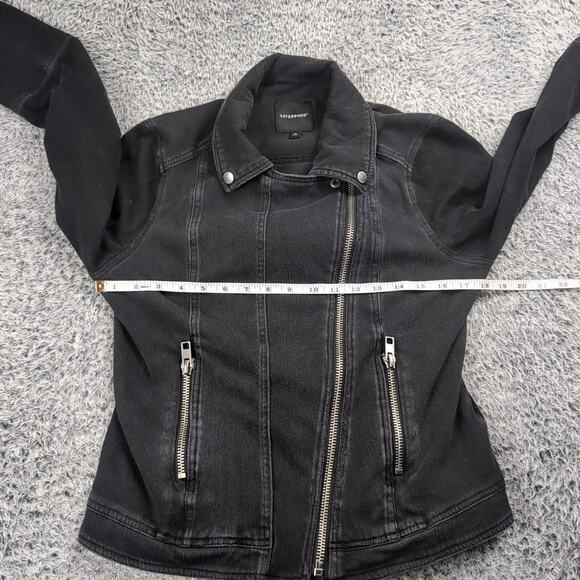 Liverpool Jacket Women Medium Black Trucker Distressed Stretch Bikercore Casual - Picture 3 of 6